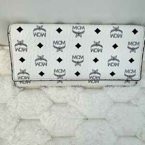 MCM Monogram White and Black Wallet